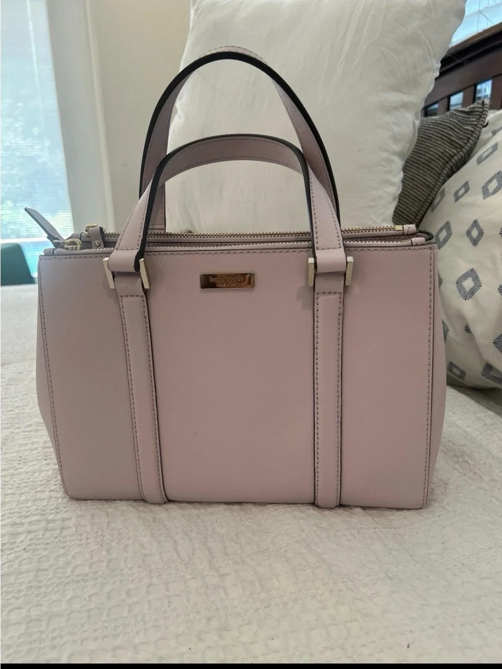 kate spade Pale Pink Structured Satchel with Gold Hardware